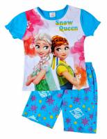 Girl's 100% Cotton Summer Pyjamas - Disney Frozen - Elsa and Anna Pyjamas - Size 4 - Blue - Limited Stock
