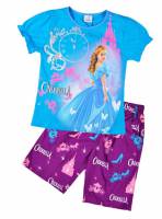 Girl's 100% Cotton Summer Pyjamas - Disney Princess - Cinderalla Pyjamas - Size 8 - Blue/Purple - Limited Stock