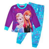 Girl's 100% Cotton Spring/Autumn Pyjamas - Disney Frozen - Anna & Elsa Pyjamas - Size 8 - Purple/Blue - Limited Stock