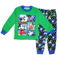 Boy's 100% Cotton Spring/Autumn Pyjamas - Disney Pyjamas - Mickey Mouse Pyjamas - Size 3 - Green/Blue - Limited Stock