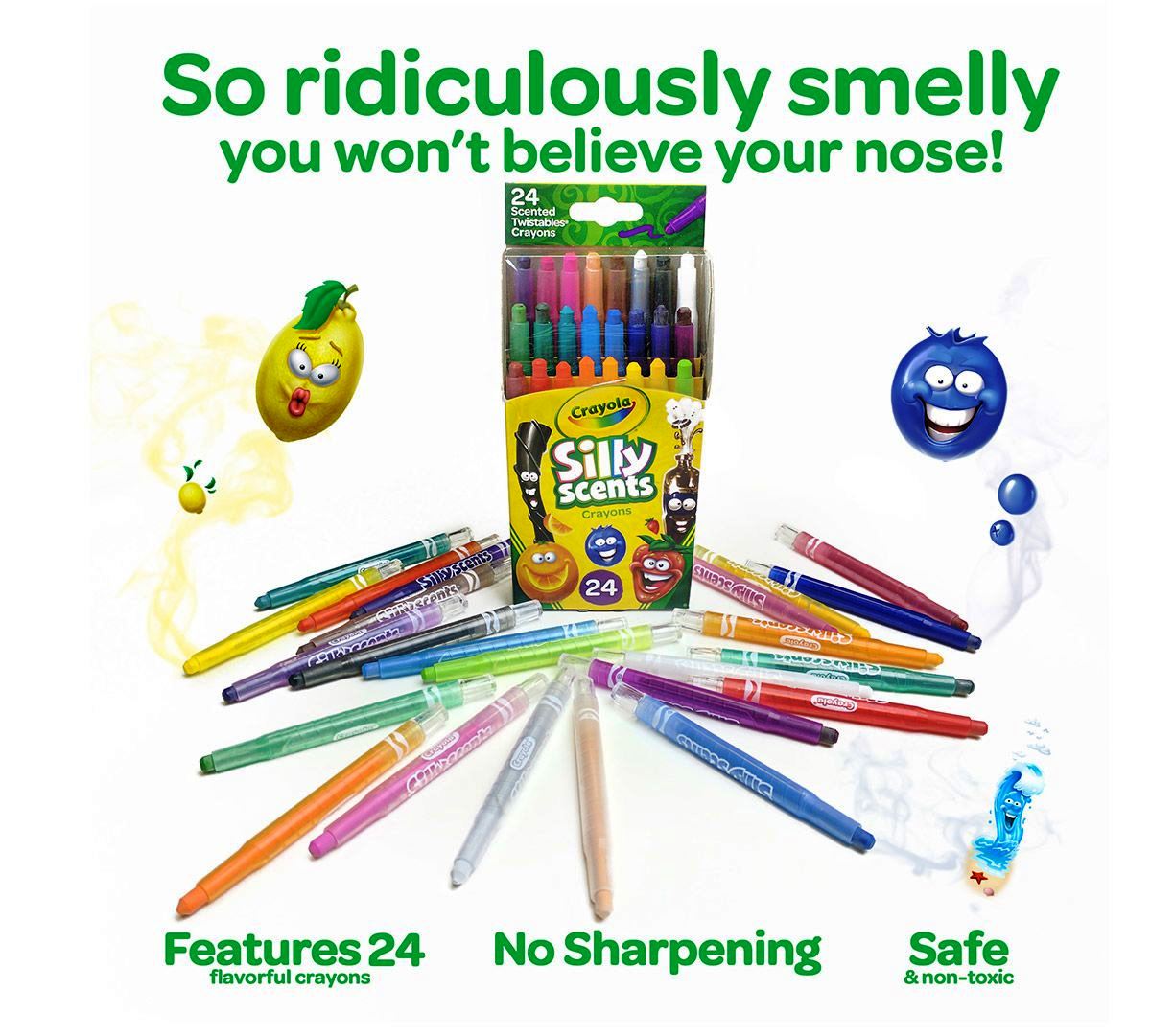 Crayola Silly Scents Mini Twistables Scented Crayons, 12 per Pack, 6 Packs