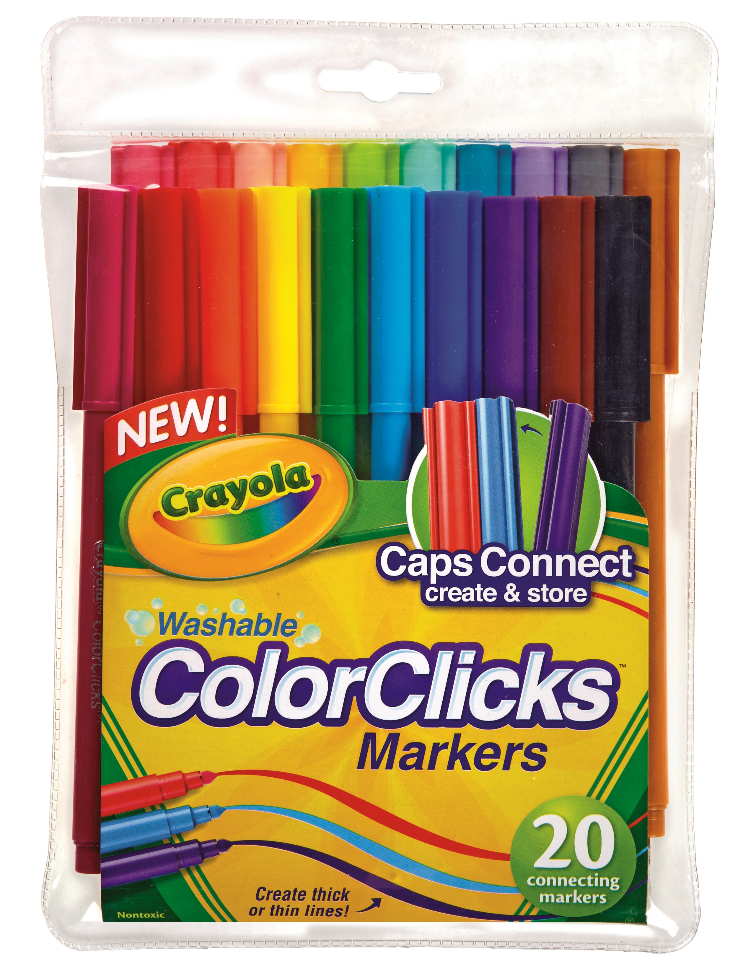 10pk Crayola Washable Color Clicks Markers – Caps Connect Together